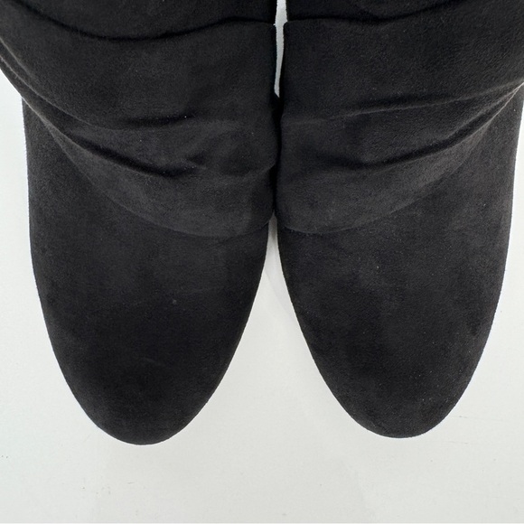 LAURA ASHLEY La Grand Ankle Bootie 7.5 Black Ruched Buckle Block Heel Evening - Picture 8 of 14